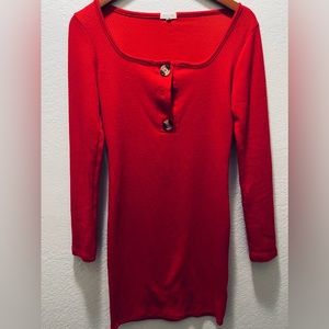 Fashion Nova Red Long Sleeve Dress; Good condition; Worn Only Once;